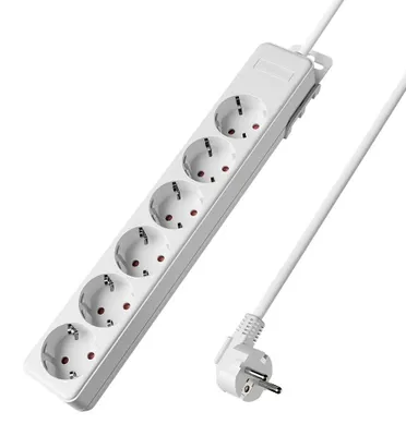 Productafbeelding van Braytron meerwegstekker, 6-voudig, met 1,5 meter kabel, zonder schakelaar, 3680W, met kinderbeveiliging, stekkerdoos met clipsysteem