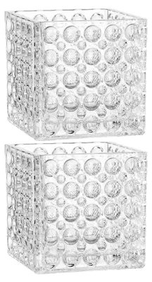 Produktbild von 2 Stück Glas Kerzenhalter und Blumenvase Quadratisch Transparent Vielseitiger Teelichthalter für Hydroponik Tischdekoration und Wohnraumgestaltung