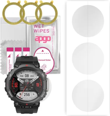 Produktbild von apgo 3 Stück Schutzfolie, klar, kompatibel mit Amazfit T-Rex 2 Smartwatch, Hydrogel Displayschutzfolie mit Positionierhilfe, Displayfolie, robust und kratzfest