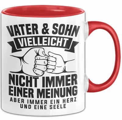Produktbild von Vater & Sohn Tasse Geschenk Zum Vatertag Vielleicht Nicht Immer Einer Meinung (Rot)