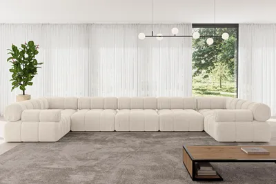 Produktbild von ALTDECOR Modulares Sofa Ecksofa in U-Form - Birno-U3 - 475x190x70 cm Beige Corner modular Sofa Eckcouch Couch Wohnlandschaft Cauchsofa Polstersofa