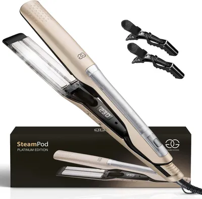 Produktbild von 2-in-1 Dampf-Glätteisen mit extrabreiten Keramikplatten 42 mm, LCD-Display, 10 Temperaturstufen 100–230°C, schnelles Aufheizen für Glanz & Locken