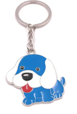 Image de Onwomania Porte-clés chien animal de compagnie quadrupède bleu doux argent pendentif Keychain