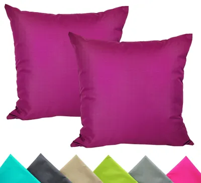 Produktbild von JACK 2er Set 40x40cm Outdoor Kissenhülle Kissenbezug Wasserfest Sitzkissen Lounge Kissen Garten Stuhl Lotus Effekt, Farbe:Beere