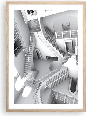 Produktbild von Gerahmtes Poster - Rahmen in heller Eiche - Wissenschaft Illusion Treppen - 50x70 cm - Wand Bild - Wanddeko - Wandbilder - Wandposter - Bilderrahmen - Bilder - Kunstdruck - Wandbild - P2NPA50x70-4277