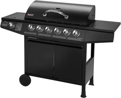 Produktbild von Gasgrill – Grillwagen – Grill für den Außenbereich – 6 Edelstahlbrenner + Seitenbrenner – Große Grillfläche: 76 x 34 cm