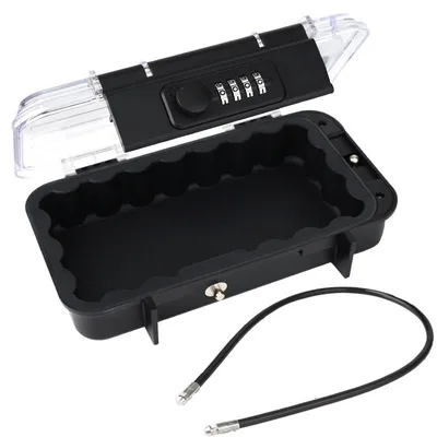 Produktbild von Reisesafe mit Kabel - 23,5x14,1x6 cm - Tragbarer Safe mit Zahlenschloss - Wasserdichte Wertsachenbox - für Strand, Camping, Reisen - Transparent