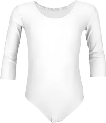 Produktbild von Aquarti Mädchen Ballett Trikot 3/4 Arm Gymnastik Ballettanzug, Farbe: Weiß, Größe: 122
