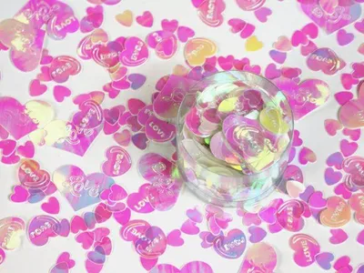 Produktbild von Konfetti Herzen rosa silber 14 g.