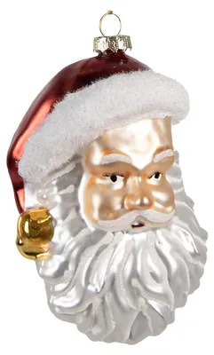Produktbild von Clayre & Eef Weihnachtsanhänger Weihnachtsmann 12 cm Weiß Glas