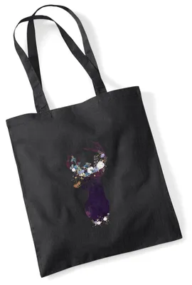 Produktbild von Huuraa Jutebeutel Hirsch Silhouette 10 Liter Black Baumwolle Tasche Geschenkidee