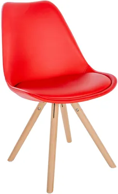 Produktbild von CLP Besucherstuhl Esszimmerstuhl Sofia Kunstlederbezug und hochwertiger Polsterung rot Gestell Farbe natur (rund)
