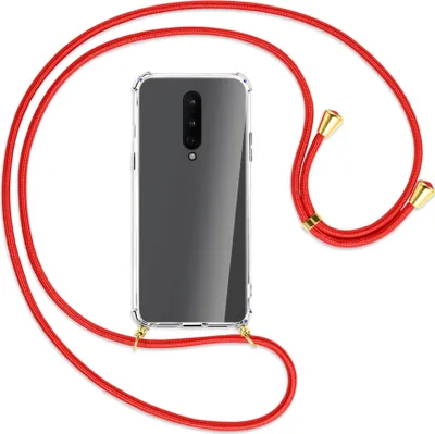 Produktbild von Handykette Backcover-Schutzhülle mit Band (Metall goldfarben) für OnePlus 8 - rot