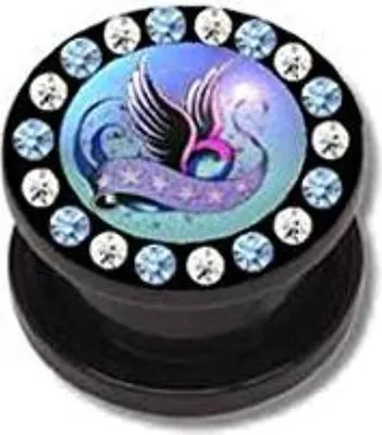 Produktbild von Ohr Flesh Acryl Tunnel Piercing Screw On Heilger Geist Und Sterne Mit Bunten Kristallen Steinen - 10mm