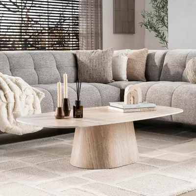 Produktbild von Hoyz Collection - Centro Couchtisch 135 cm - Travertinkeramik