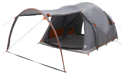 Image de Tente tunnel vidaXL avec toit, gris et orange, 370 x 275 x 210 cm