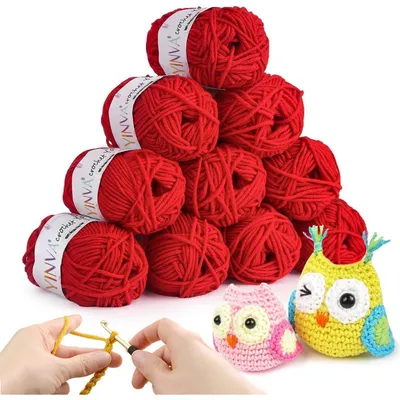 Produktbild von Häkelgarn 10 Farben x 25g Acryl Wolle zum Häkeln und Stricken für Anfänger