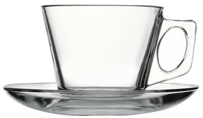 Produktbild von 30x Becher mit Untertasse Tasse Glas Pasabahce Vela 195 ml