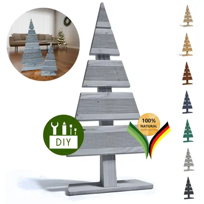 Immagine prodotto di be4nature albero di Natale fai da te legno H 60 cm base 27 cm decorazione creativa da colorare progetto natalizio per tavolo argento scuro