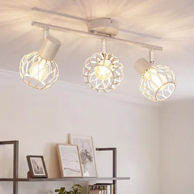 Imagen del producto de ZMH Foco LED de techo, 3 luces, color gris, casquillo E14, metal. Lámpara para cocina, inclinable 350°. Lámpara para salón, focos de techo, iluminación interior, ideal para pasillos y cocinas