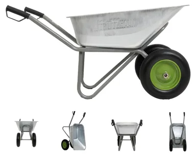Produktbild von 2-Rad Schubkarre verzinkt 110L Gartenkarre Baukarre kippsicher PolyurethanRäder pannensicher