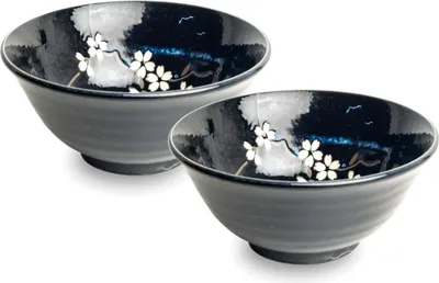 Produktbild von Japan-Bowls ASIATICA | Ramen Bowl aus Porzellan, 2er Set Anemone Blau