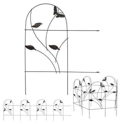 Garten-Perimeterzaun 5-teilig, schwarz, Stahl, 250 cm