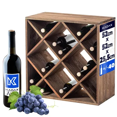 Image de KADAX Casier à vin en bois, 52 x 25.5 x 52 cm, brun, 1 pièce