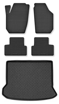 Image de Tapis en caoutchouc + bac de coffre pour Volvo XC60 I 2008-2017 (coffre standard) – 5 pièces, noirs, semi-universel, adapté