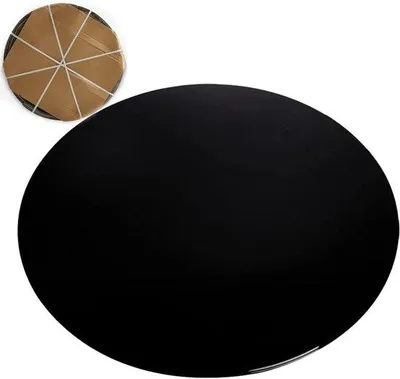 Productafbeelding van Ronde glazen tafelblad - Vervangend tafelblad Glasplaat - Bureau beschermen - Gehard glas - 65 cm - Zwart