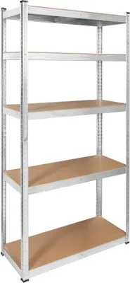 Obrázek produktu pro Rebel RB-1251 Kovový skladovací regál, 5 polic, 180 x 90 x 40 cm,  750 kg, stříbrná