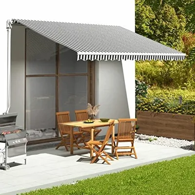 Produktbild von Markisenbespannung Sonnenschutz Markisenstoff Markisentuch Markise Anthrazit und Weiß 4,5x3 m