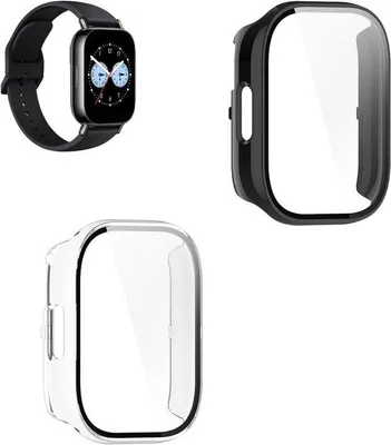 Image de Coques de protection pour smartwatch, transparentes, protection à 360°, ultra-résistantes, noires