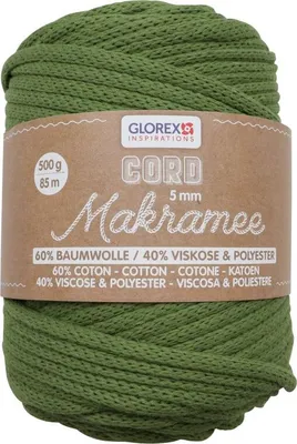 Produktbild von Glorex Makramee-Cord 5 mm, oliv, 500 g, gewebt