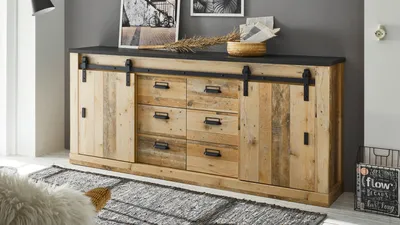 Produktbild von Sideboard Sherwood 55 Old Style hell anthrazit mit soft-close 201 cm