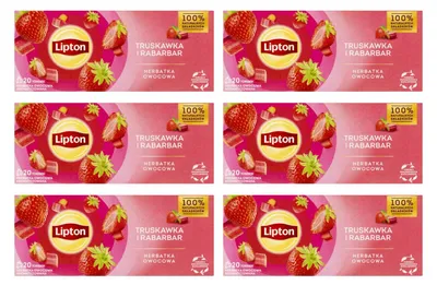 Produktbild von Lipton Früchtetee Erdbeere & Rhabarber 6x 20 Teebeutel - Tee koffeinfrei
