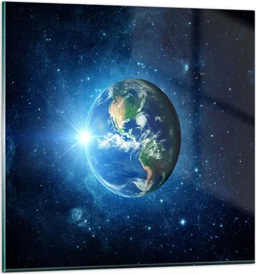 Produktbild von Bilder auf glas - Erde Universum Sterne Galaxie - 40x40cm - Glasbilder - Wandbilder - Kunstdruck - zum Aufhängen bereit - Wanddekoration aus Glas - Glas Bilder - Wandbild auf Glas - GAC40x40-2943