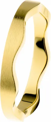 Produktbild von Ernstes Design Damen Ring, Goldfarben, wellenförmige Bandform, elegant & zeitlos