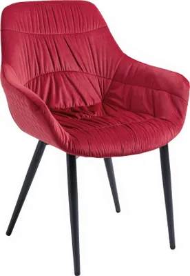 Produktbild von SalesFever Armlehnstuhl mit Wabensteppung | Bezug Samt | Beine Metall pulverbeschichtet | B 63 x T 61 x H 81,5 cm | rot – schwarz