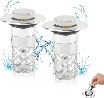 Produktbild von 2 Stück Waschbeckenstöpsel(34-40mm) Pop up Waschbeckenstöpsel Abflussstopfen Waschbecken mit Haarsieb Universelles Geruchsbeständiger Abflussstöpsel für Waschbecken Bad Küchenspülen