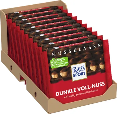 Produktbild von Ritter Sport Dunkle Voll-Nuss 10 x 100g