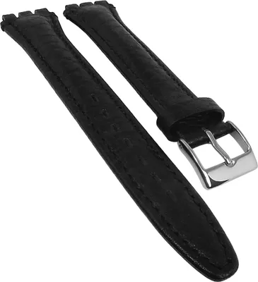Produktbild von Minott Uhrenarmband | Leder schwarz mit Naht 17mm | für Swatch