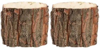 Productafbeelding van Rustikale bloempot van houtschors 8x16x8 cm voor binnen en buiten