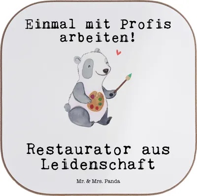 Produktbild von Mr. & Mrs. Panda Untersetzer für Gläser Restaurator Leidenschaft - Weiß - Geschenk, gläseruntersetzer, Tischuntersetzer, Glas, Coaster, Tischschoner