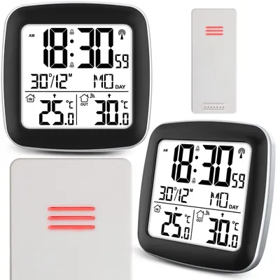Produktbild von Digitales Wetterstation mit Display Thermometer Außensensor BD-903 Silber