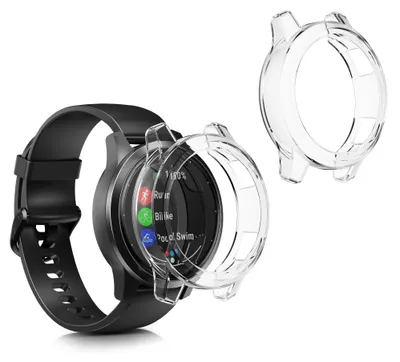 Produktbild von kwmobile 2x Sport Schutzhülle kompatibel mit Garmin Vivoactive 4S Hülle - Silikon Cover klar - Case ohne Tracker - Transparent