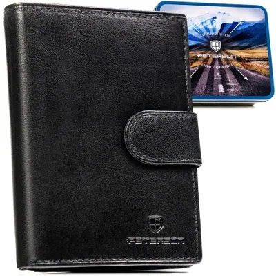 Obrázek produktu pro Peterson pánská peněženka z přírodní kůže černá RFID vertikální 13x9,5 cm