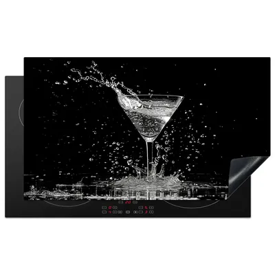Produktbild von KitchenYeah© Herdabdeckplatte Glas - Cocktail - Schwarz - Trinken , 91x52cm, Küche Deko, Glaskeramikkochfeld Herdabdeckung, Abdeckplatte fùr Kochfeld