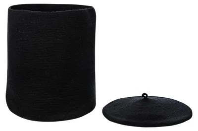 Produktbild von Geflochtener Baumwollkorb in Schwarz mit Deckel im Boho-Stil