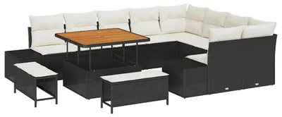 Immagine prodotto di Set da giardino per relax – Set di mobili da esterno, divano per balcone, 5 posti, resistente agli agenti atmosferici, rattan sintetico, color crema
